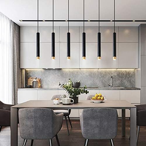 Lampadario Cilindrico Nero Moderno - 3 Temperature Colore LED Per Isola Cucina