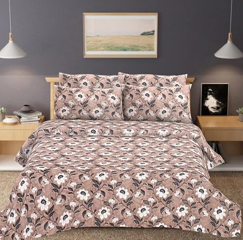 Image of BBSPED Innovation Double Bed Bedsheet Set with Floral Print | Cotton Bedsheet with 2 Pillow Covers | Soft & Breathable Fabric | King Size 90x100 Inches | Comfortable & Durable for Bedroom Use