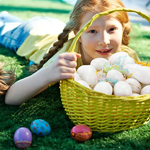 Newbea 96Pcs White Plastic Easter Eggs Diy Easter Egg Ornaments For Tree, Easter Hunt, Easter Basket Stuffers Artificial Egg Diy Decor Egg With 8 Color Pen #TOP6