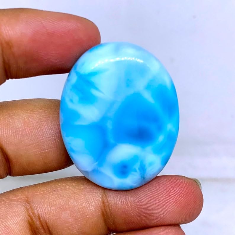 Larimar pierre naturelle cabochon fabrication bijoux bague collier