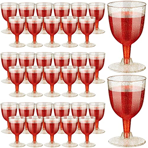 100 Pcs Gold Glitter Plastic Wine Glasses Mini Disposable 5 Oz Plastic Champagne Glasses Small Champagne Flutes Disposable Wine Cups Stemmed Plastic Goblets For Birthday Baby Shower Wedding Party #TOP12