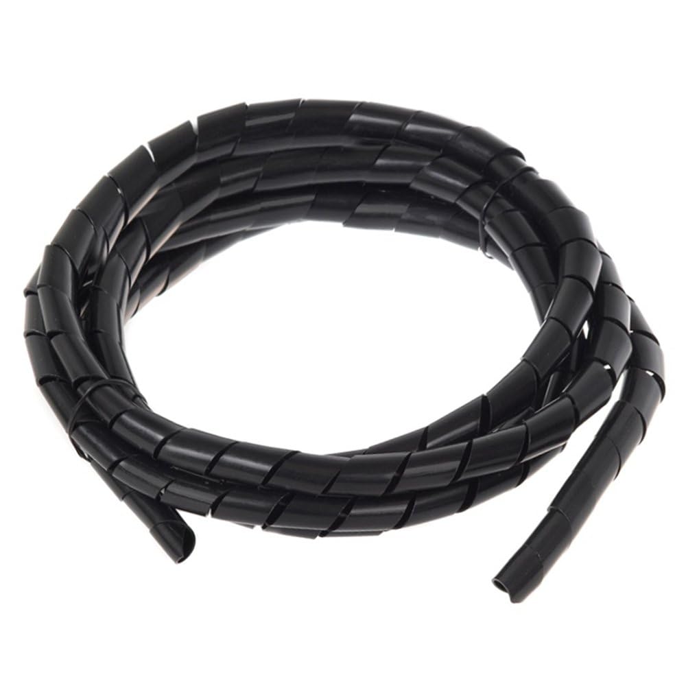 Maclean MCTV-687 Quality Spiral Cable Wire Cover Organiser Elastic Tidy Cables Black Silver Grey (20.4 * 22mm)