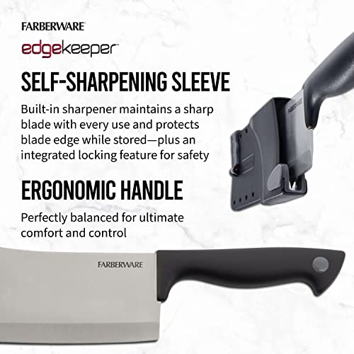Farberware Edgekeeper 6-Inch Cleaver Knife with Self-Sharpening Blade Cover, High Carbon-Stainless Steel Kitchen Knife with Ergonomic Handle, Razor-Sharp Knife, Black by Farberware - Image 4