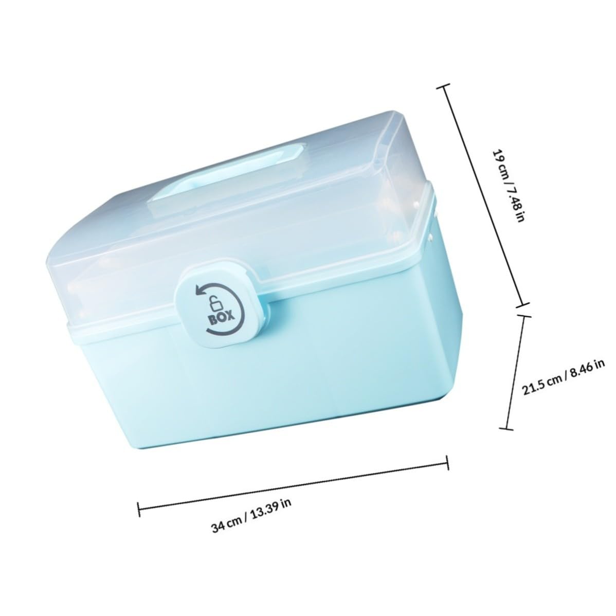 Botiquín para Emergencias de Plástico Azul Diseño de Compartimentos y Cierre Giratorio, Caja de Almacenamiento para Medicinas Asa para Uso en Casa y Exterior