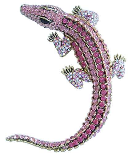 Image of 4.13 inch Alligator Crocodile Brooch Pin Pendant Austrian Crystal BZ5009