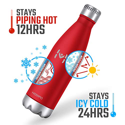 image for HOMPO Stainless Steel Water Bottle - 17oz/ 500ml BPA Free Vacuum Insul