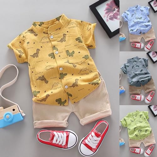 Baby Boy Summer Clothes Toddler Outfit Set Short Sleeve Hood T-Shirt Shirts+ Pocket Shorts (Green, 12-18 Months)3
