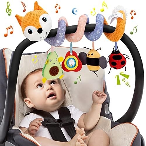 Funsland Giocattolo a Spirale Passeggino Neonato - Giochi Passeggino Neonati Regalo per 0 3 6 Mesi, Peluche Giocattolo a Spirale con Musica per Culla Neonato/Seggiolino Auto, Renard — foto principale