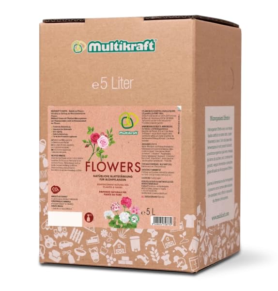 Multikraft Flowers - Natürliches Pflanzenhilfsmittel zur Stärkung von Blühpflanzen - intensiviert Blütenfarben, fördert üppige Blütenbildung - Bio-Produktion zugelassen - einfache Anwendung, 5 Liter