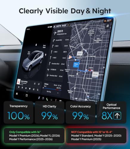 Image of Wigoo for Tesla Model Y Juniper 2026 /Model Y L Screen Protector, 16 inch, Matte | For 2026 Model Y Premium & Performance /Model Y L , No Glare & Fingerprint, Tempered Glass Protector with Alignment Kit