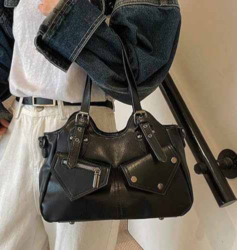 Vintage Large Capacity Shoulder Crossbody Tote Bags for Women Vegan leather Hobo Satchel Y2K Purses Commute Travel Bags4