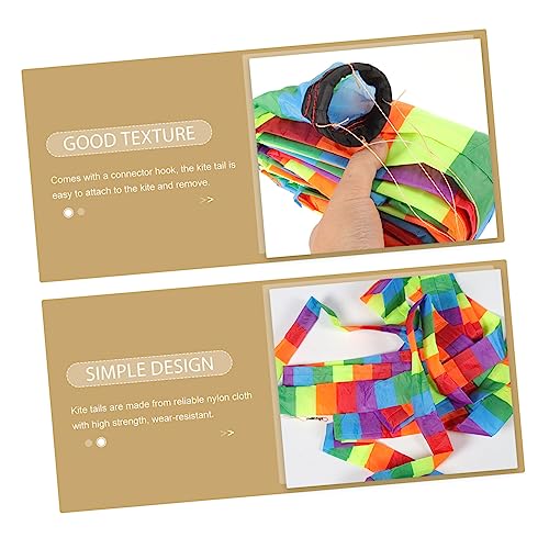 Yardwe Colorful Kite Tail Flat Ribbon Streamers Decorative Long Tail Accessory for Outdoor Flying Easy to Install and Fold Bright Rainbow Colors for Eye Catching Kite Decoration and3