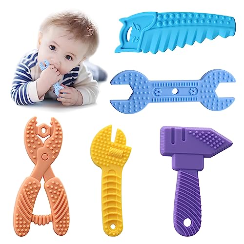 5PCS Baby Teething Toys – Silicone Sensory Teether Toys for 0-6 Month Olds, BPA Free