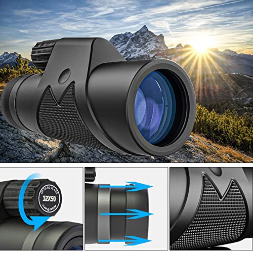 Telescopio monocular HD 12x42 impermeable con trípode para móvil 6