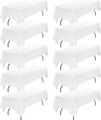 Paquete de 10 manteles de poliéster de 60 x 102 pulgadas para mesas rectangulares de 6 pies, resistentes a las manchas y a las arrugas, manteles de