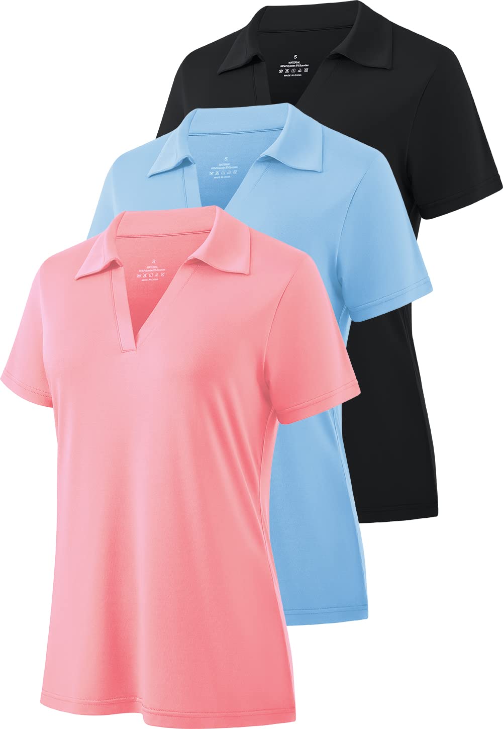 Ullnoy Women's Dry-fit Golf Polo Shirts V Neck