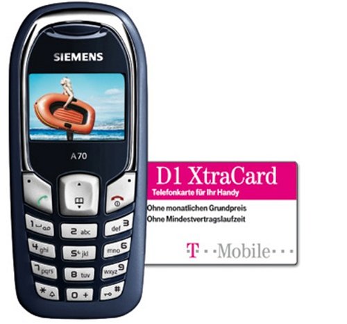 Siemens A70 Xtra Pack Prepaid Cellulare in argento o blu con 10,-Euro prepagata (SIM Lock)