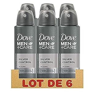 Dove Men + Care Déodorant Homme Protection 48h Silver Control, sans Alcool (Lot de 6 x 150ml)