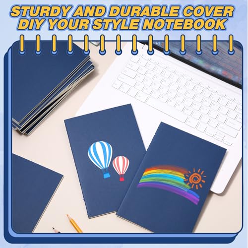 Image of 100 Pcs A5 Journals Notebooks Bulk,Navy Blue,Lined | Kraft Softcover Small Notebooks 5.5 Inch x 8.3 Inch Notepads with 60 Page 30 Sheet for Writing Sketch Travel Office Supplies