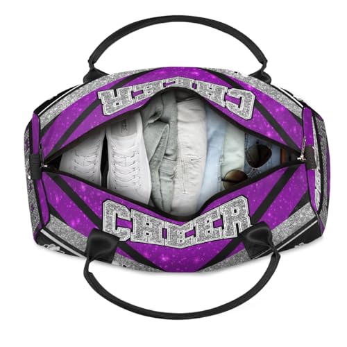 Purple Black Cheerleader Bags Personalized Cheer Bag with Name Sport Duffel Bag for Women Lightweight Travel Bag Overnight Weekender Bag4