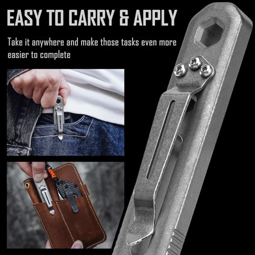 KeyUnity Titanium EDC Multitool - Pocket Pry Bar and Bit Holder with Clip - Image 4