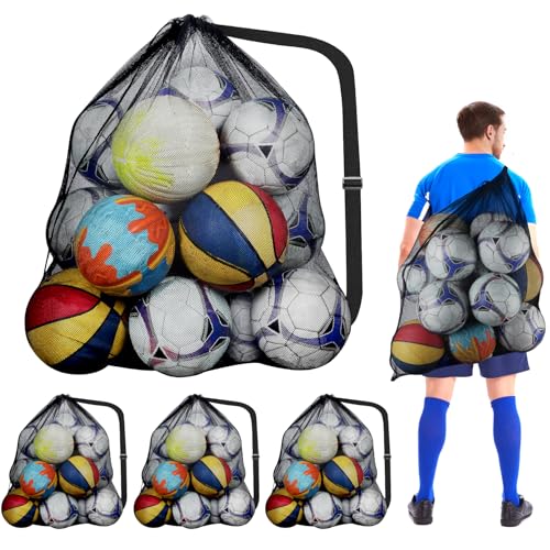Fivifedu 39x30 Inch Extra Large Mesh Ball Bag Drawstring Soccer Ball Bag with Adjustable Shoulder...