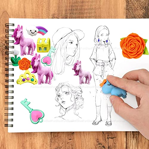 Image of FunBlast Unicorn Erasers - Retractable Eraser, Novelty Eraser Unicorn Themed Kawaii Erasers for Kids, Students, Fancy Stationery Gift for Children, Return Gift for Kids (Pack of 2)