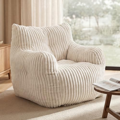 DEKKETO Pouf Salon & Chambre pour Adultes, Fauteuil Poire en Velours Côtelé, Canapé Pouf Rempli de Mousse à Mémoire de Forme, Confort Cocooning sans...