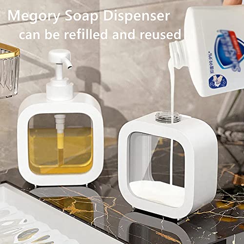 Megory Soap Dispenser - 300/500ML Refillable Wash Hand Liquid, Dish Detergent, Shampoo Lotion Bottle with Pump Head and Label, Ideal for Kitchen & Bathroom Sink or Shower (2 Pack (300ML+500LM)) - Image 2