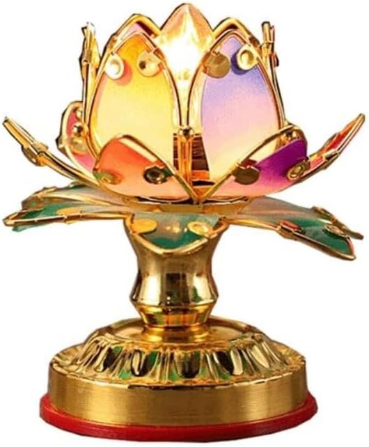 2pcs 4.7" Buddhist Colorful Temple Shrine Light Prayer Worship Buddha Lotus Lamp
