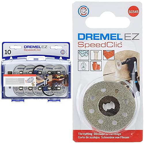 Kit d'Accessoires Dremel SC690 EZ SpeedClic - Coffret de Meules à Tronçonner & S545 Disque diamant à tronçonner EZ SpeedClic Diamètre 38mm pour la découpe de la faience, porcelaine