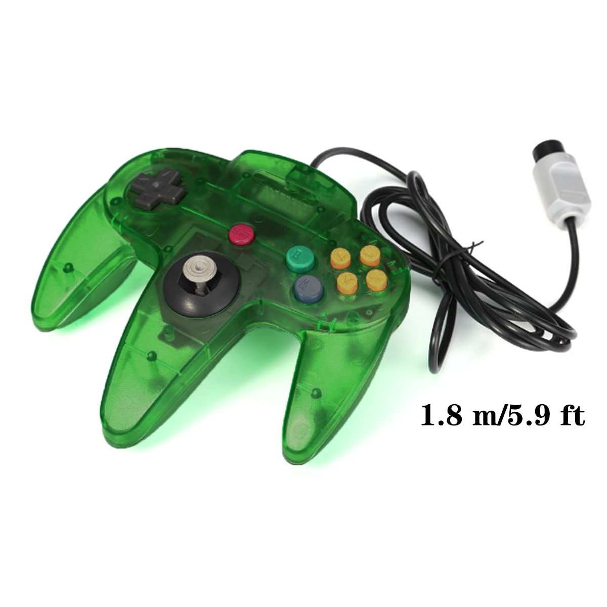 ZeroStory Klasyczny kontroler N64, przewodowy kontroler N64 z kablem AV 1,5 m N64 do konsoli do gier wideo N64 (przezroczysty, zielony i przezroczysty, fioletowy)
