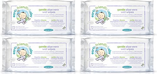 (4 PACK) - Earth Friendly Baby - Gentle Aloe Vera Wet Wipes | 72wipes | 4 PACK BUNDLE