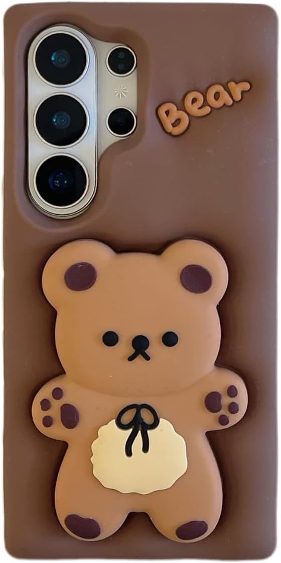 3D Cartoon case for Samsung Galaxy S26 Ultra, Funny Cute Bear Cool Kawaii Soft Silicone Case Women Girls Shockproof Protector Cover Compatible with Samsung Galaxy S26 Ultra