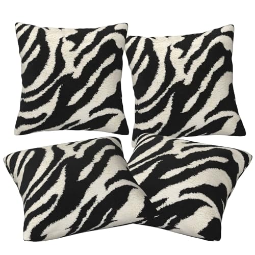 VVIEER Lot de 4 housses de coussin imprimées zèbre (40 x 40 cm) - Taies d'oreiller décoratives...