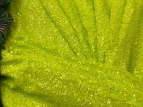 Tissu net avec sequin néon green 58 large pour customisation vêtement