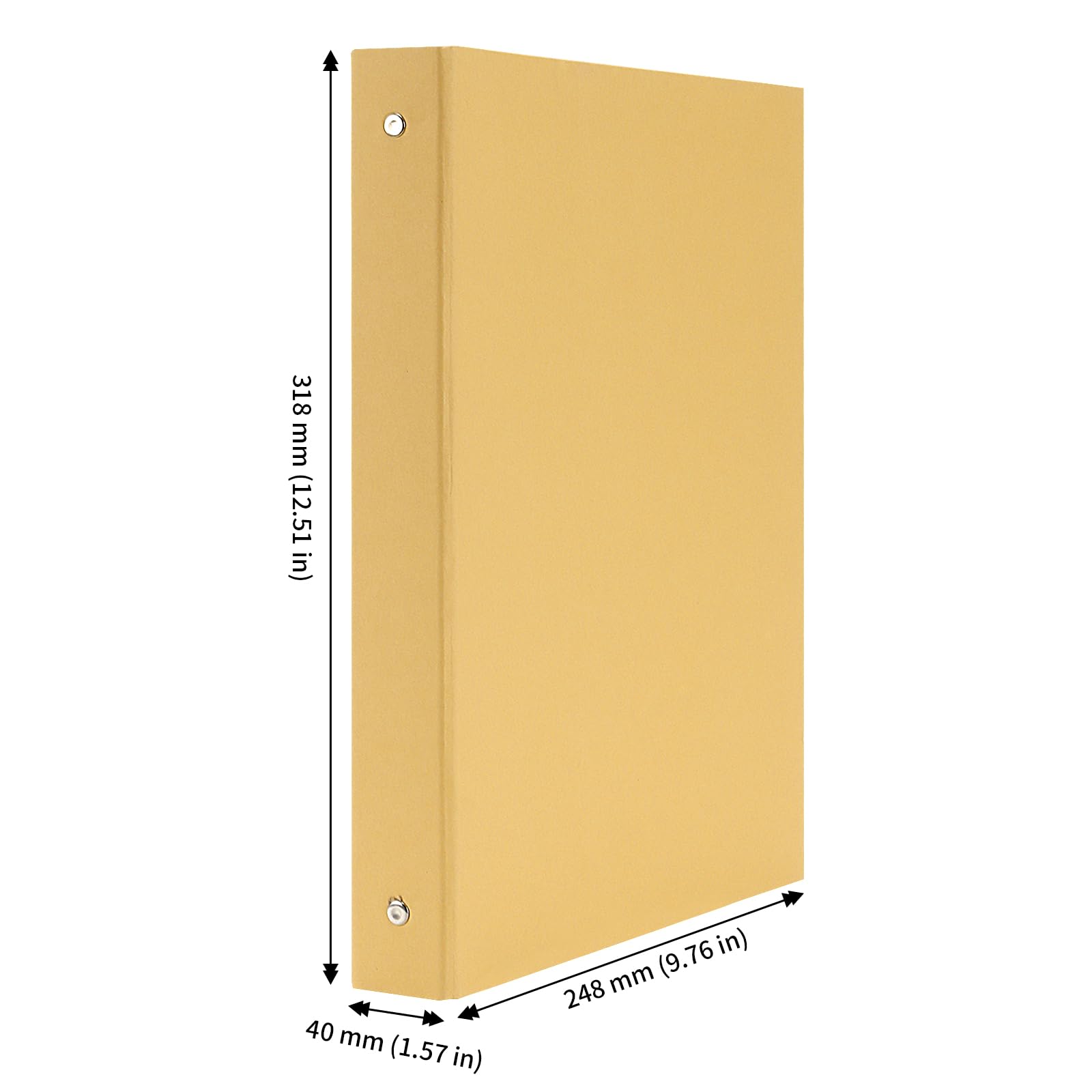 Set da 4 Raccoglitori ad Anelli A4 in Cartone Kraft, 24,8 x 31,8 cm, con 30 Inserti, Giallo Scuro, per Ufficio e Documenti