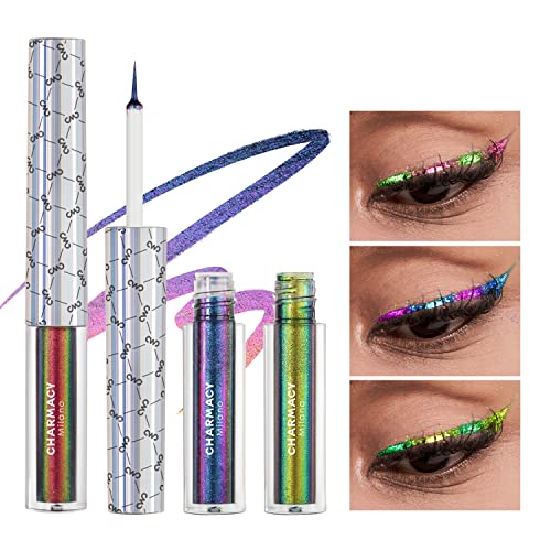 Image of CHARMACY Chameleon Liquid Eyeliner, Liquid Glitter Eyeliner, Highly Pigmented, Metallic Intense MultiColor Shifting waterproof Eyeliner, Ultra-Fine Tip, Longwearing, Smudge-proof (#SET2-902 /904 /906)