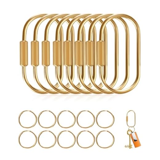 Muitcdo Brass Key Rings Bulk, Gold Key Chain Organizer Holder for Men Women with Secure Screw Locking, Cute Purse Bag Charms for Handbags, Small Carabiner Clip for Dog Leash Pet Tags (8 Pack)