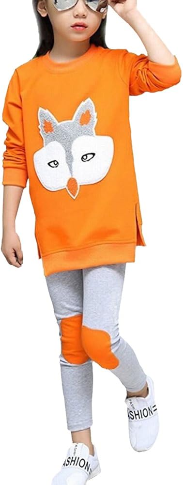 Little Girls Cute Long Sleeve Top & Pant Clothes Set