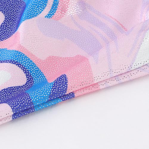 Image of EQSJIU Gymnastics Leotards for Girls Kids Rainbow Mosaic Mermaid Butterfly Stars Leopard Galaxy Tie Dye Cosmos Leopard