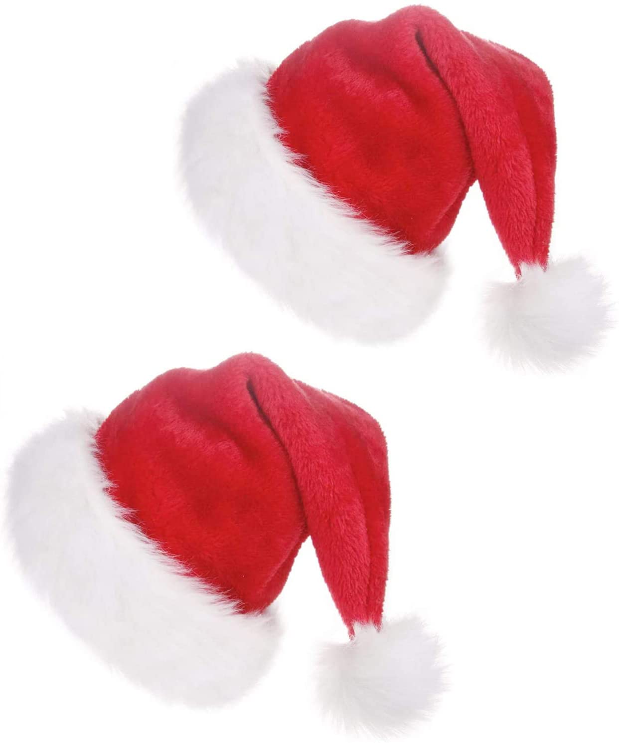 2 Pcs Christmas Hats, Unisex -Adult's Santa Hat,Xmas Holiday Hat for Adults Wowen Man,Extra Thicken Velvet Classic Party Hats Hats for Christmas Decorations