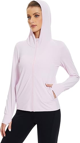 Miniatura 5 de Gacaky Chaqueta con capucha para mujer, con protección solar UPF 50+, ligera, con cremallera completa, manga larga, para senderismo, rendimiento con