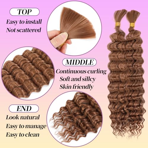 YYQXZG Deep Wave Bulk Hair for braiding 20 Inch No Weft Synthetic Curly Braiding Hair Extensions for Boho Braids (2bundles,120g,30#) - Image 2