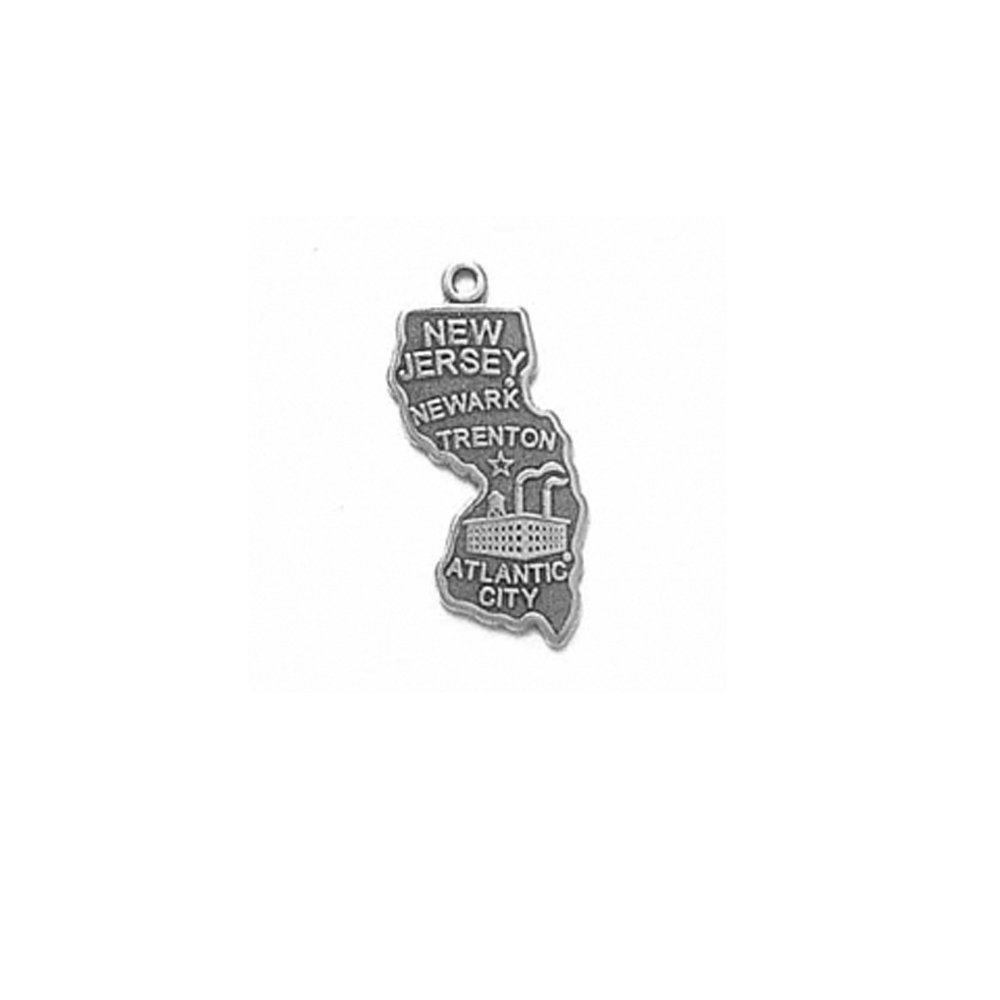 Sterling Silver New Jersey State Charm with Split Ring