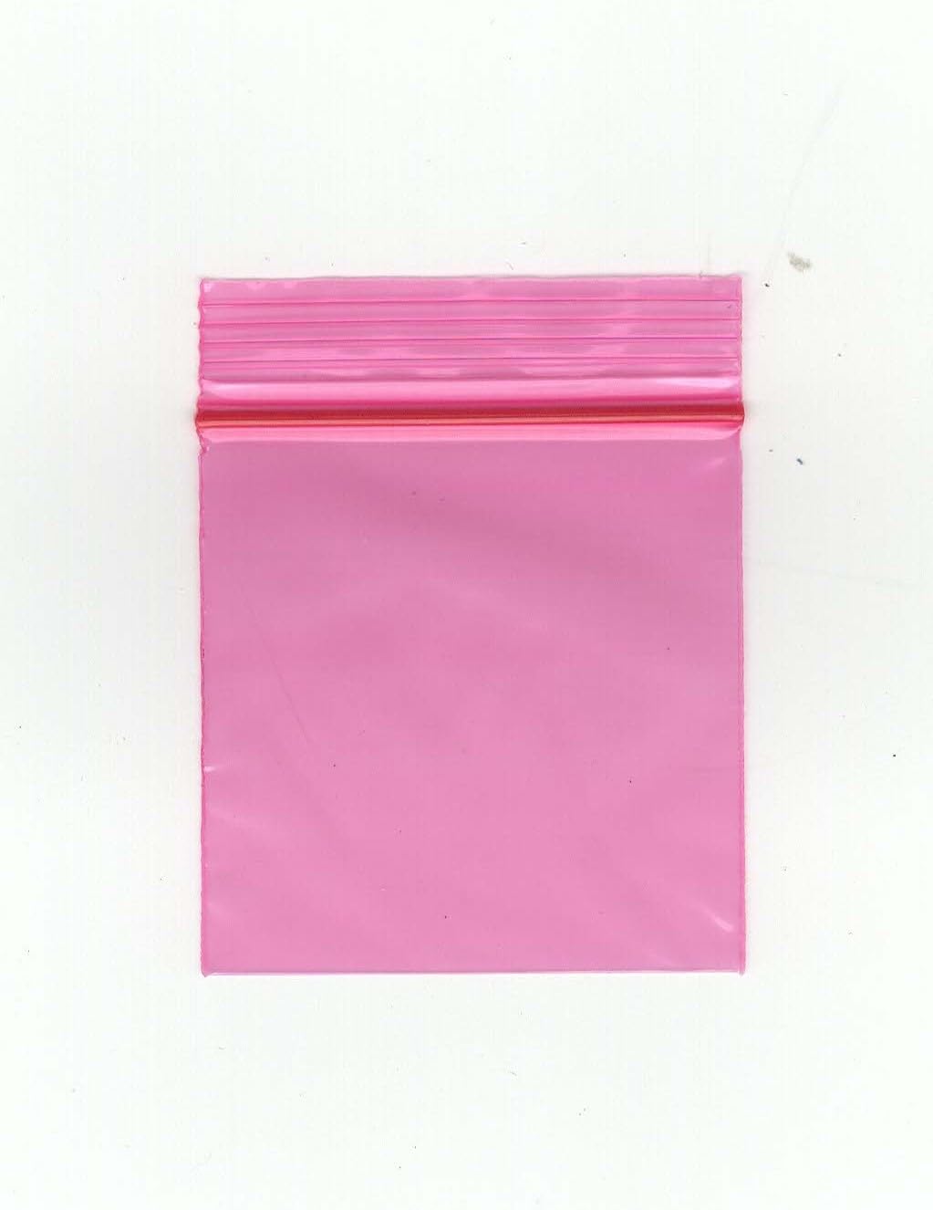 Fenny's Creations Pink Bags100pcs Clear Colour Transparent Reusable Grip Seal Ziplock Bags Polythene Smell Proof Food Packaging Baggies Small 45Mm X 45Mm (Pink Bags100pcs)