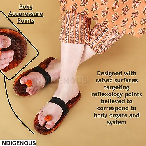 Image of INDIGENOUS Wooden Foot Acupressure Massager Khadau Health Care Slippers For Acupuncture Or Acupressure Therapy /Therapeutic /Great Relaxing Slippers For Both Men And Women (Size-7)
