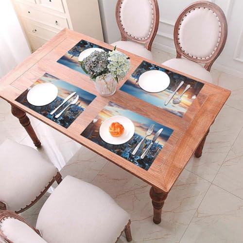 Sets de table pour table de salle à manger lavables en PVC résistants à la chaleur x6