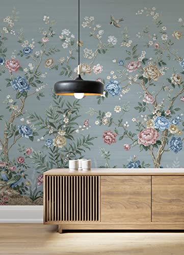 Winter Chinoiserie Robin's Egg Blue Wall Mural #TOP6