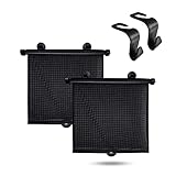 EcoNour Car Window Shades for Baby (2 Pack) with Headrest Hook | Adjustable Sun Shade for Car Window | Car Shades for Side Windows Baby | Car Sun Protection Accessories (15'x17')
